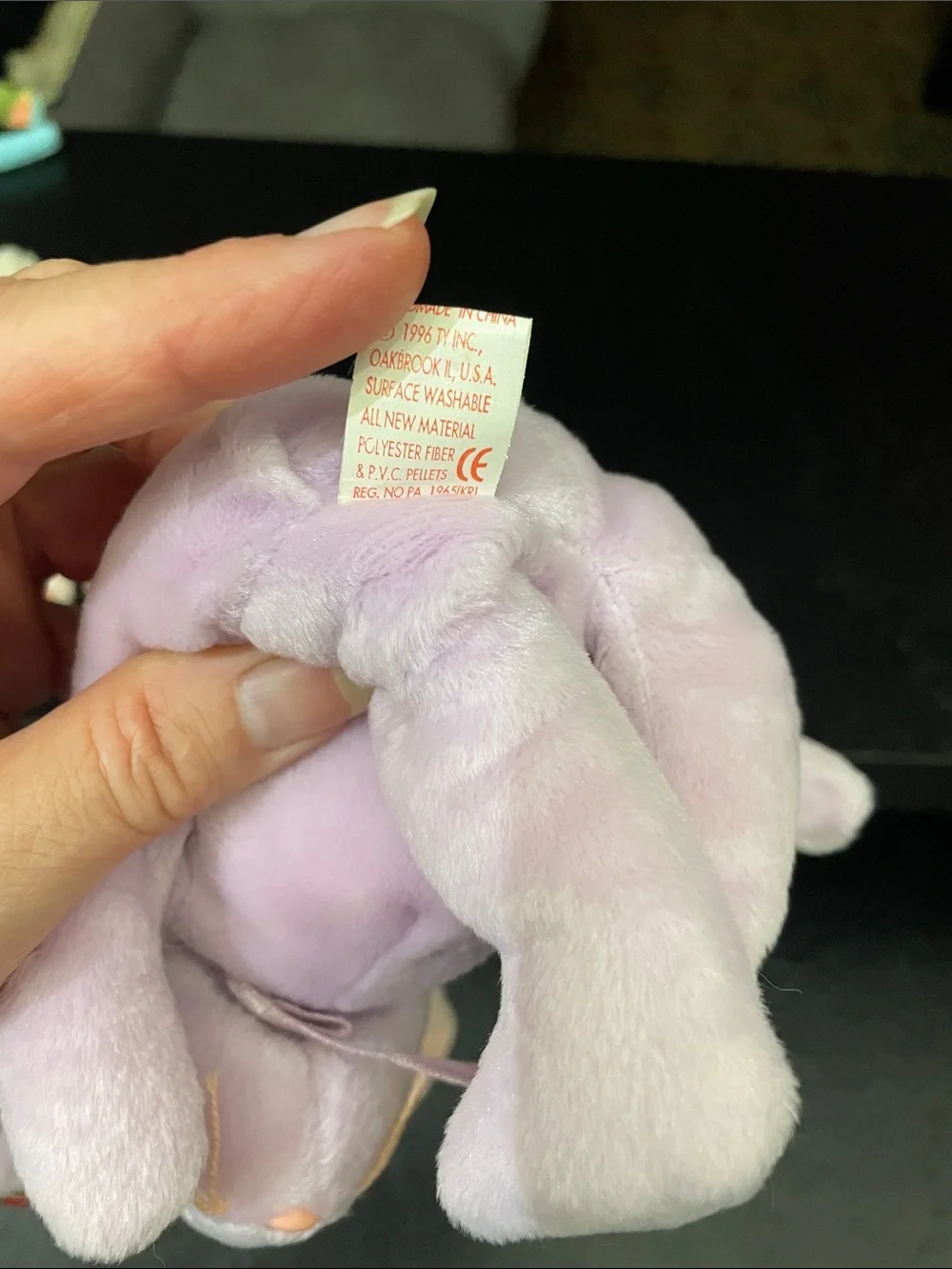1996 Ty Plush Bunny Pastel Pink & Lavender Hoppity & Floppity Rare